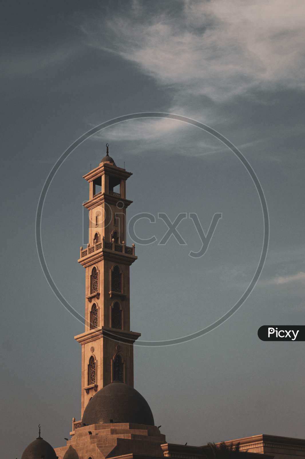 A Telephoto Of A Mosque In Dubai, United Arab Emirates.
