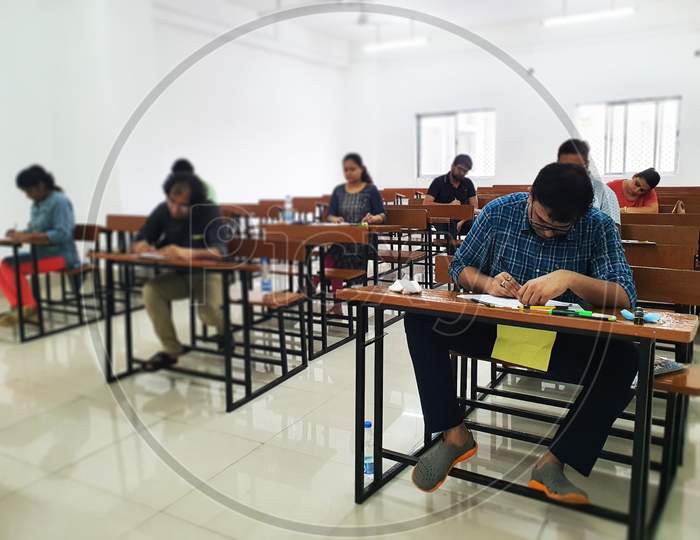 15 June, 2020, Kolkata,India- Students Giving Exam Maintaining Social Distancing Post Covid 19 Lockdown At Calcutta University, Kolkata, India