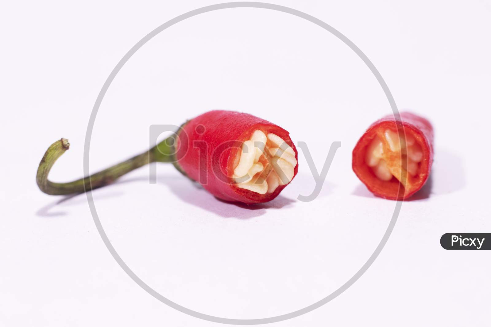 Indian Red Chilli Cutting With White Background