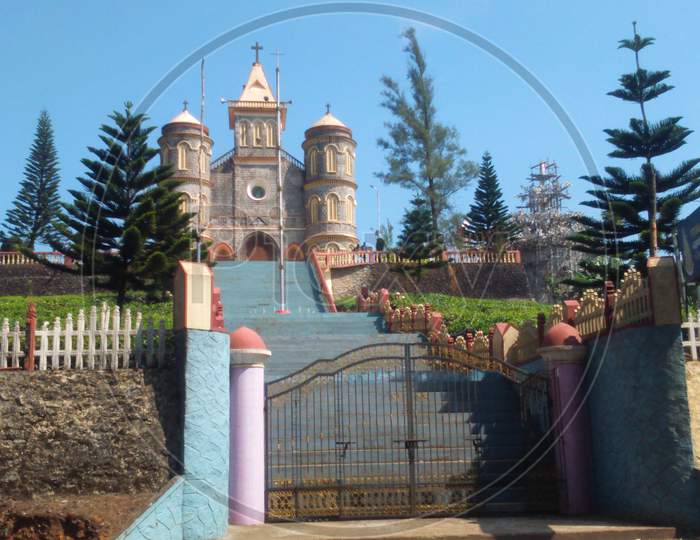external view of a church in Munnar, Kerala