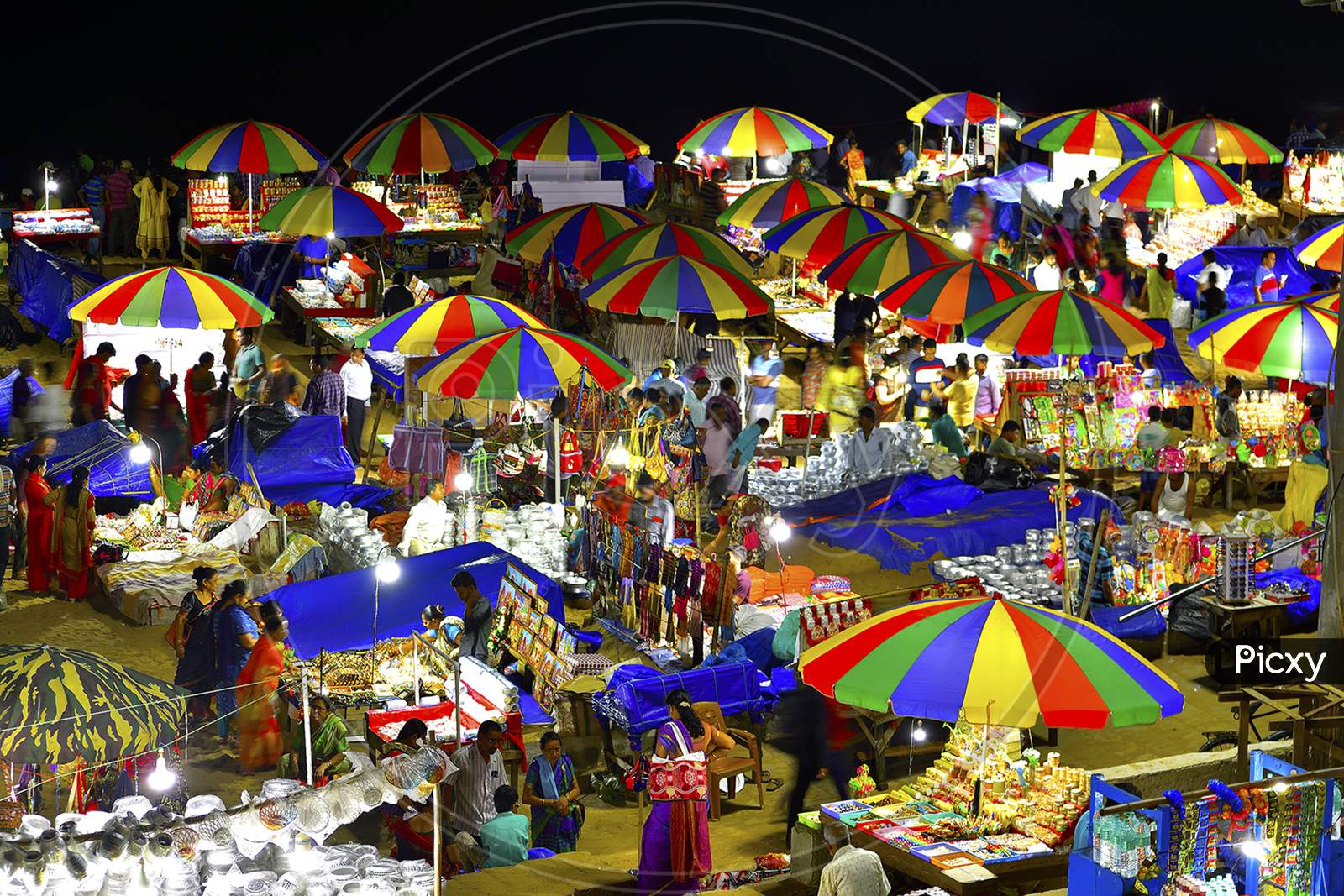 Puri Beach Market at Night