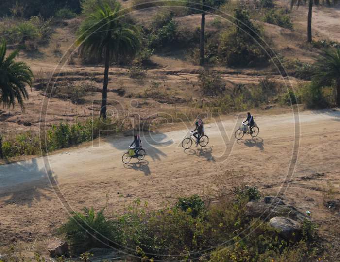 Cycling In Rural Hill Area