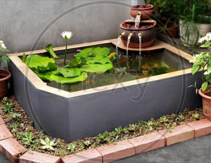 Water tank with flowers Pots