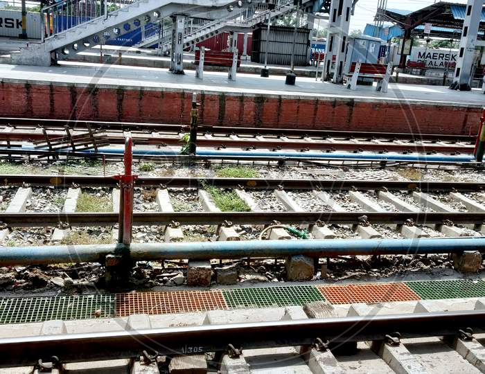 Ludhiana, Punjab, India, 14Th June 2020 : Rail Tracks And Platforms At Ludhiana Railway Station