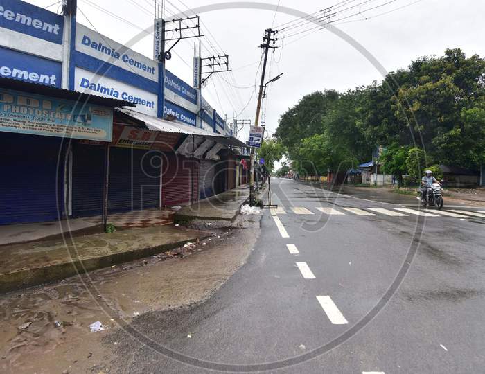 A Closed Market In Nagaon District Of Assam On Saturday, June 27, 2020. Authority Announced The Imposition Of A Weekend Lockdown In All Urban Areas Of The State.