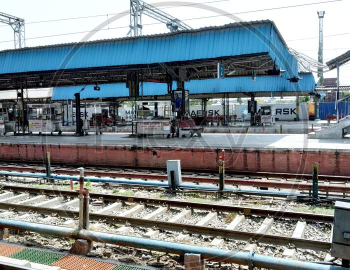Ludhiana, Punjab, India, 14Th June 2020 : Rail Tracks And Platforms At Ludhiana Railway Station