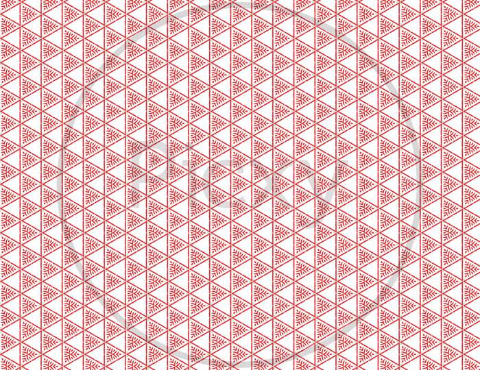 Red Color Symmetrical Pattern Layout On Solid White Sheet Of Wallpaper. Concept Of Home Decor And Interior Designing