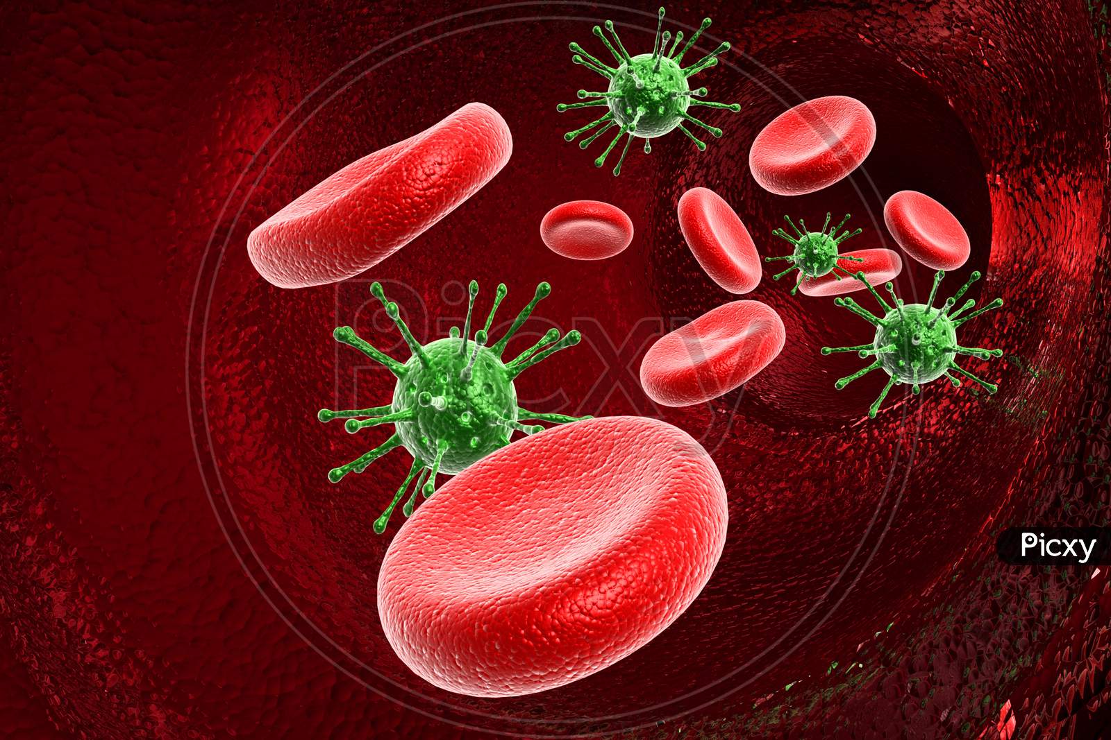 Blood Cell With Virus