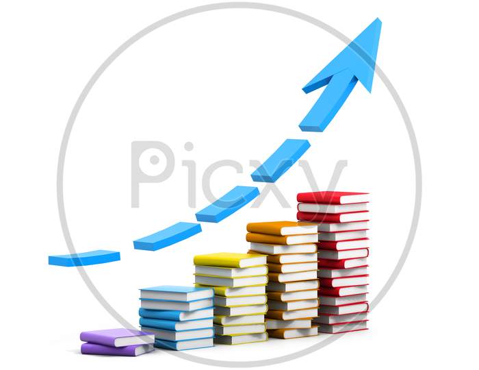 Pile Of Colourful Book Forming Bar Graph
