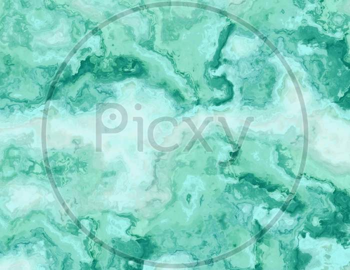 Wavy And Haphazard Mixing Of Green Shades Of Color On Canvas. Concept Of Home Decor And Interior Designing