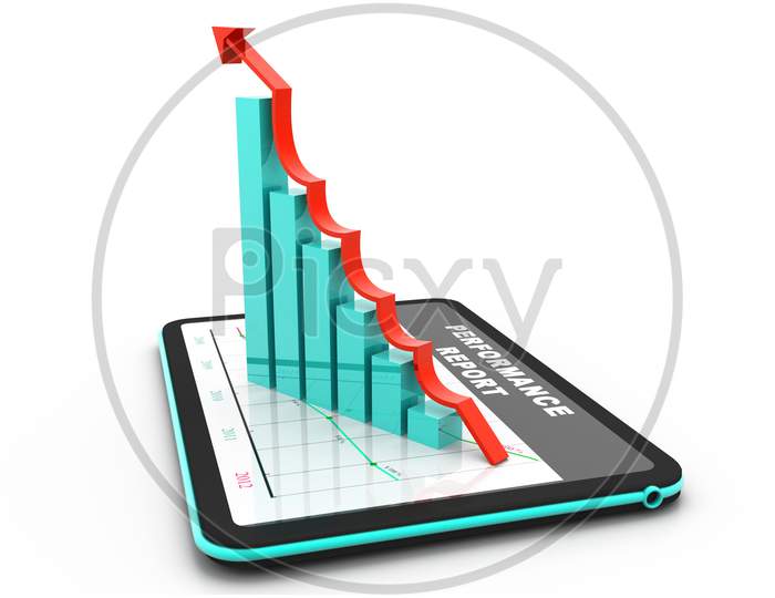 Digital Tablet With Rising Chart