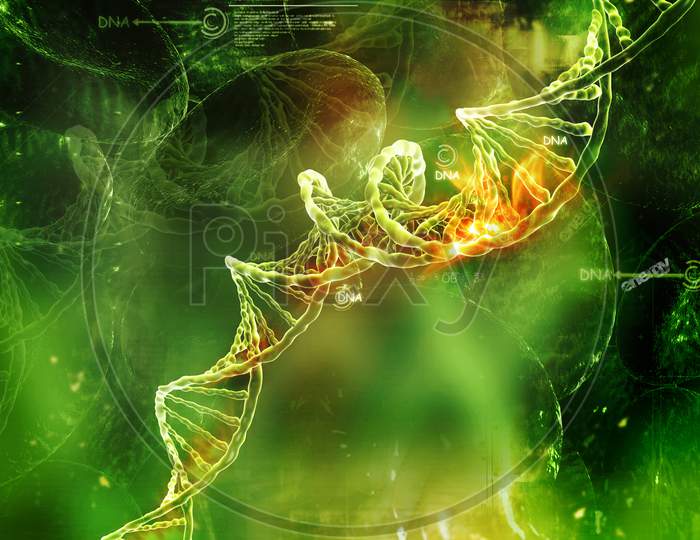 Digital Illustration Of  Dna In Abstract Background