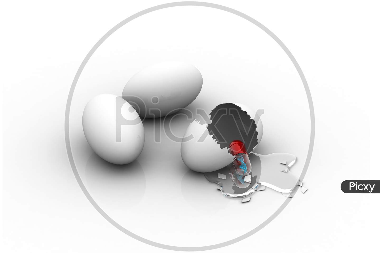 Egg And Dna Filled Pill. Conceptual Design