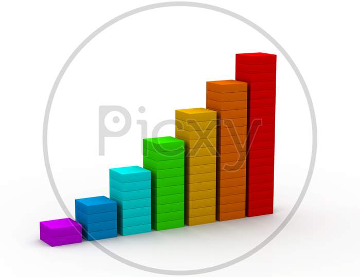 Business Graph In 3D On White Background