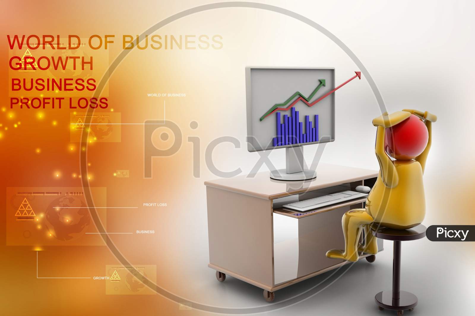 Business Graph On The Monitor. New Business Growth Concept