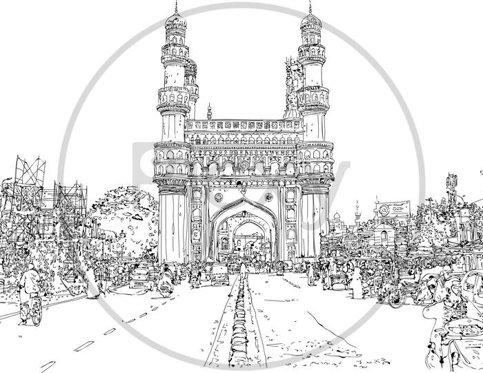Charminar Hyderabad Illustration Work