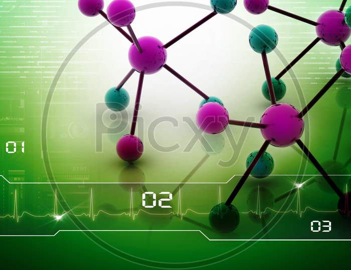 Digital Illustration Of Molecules In Abstract Background