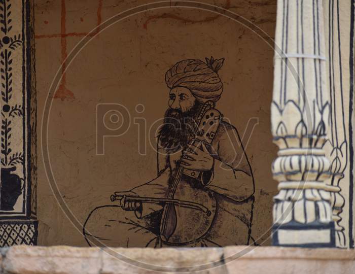 Rajasthani Wall Painting On A City Wall