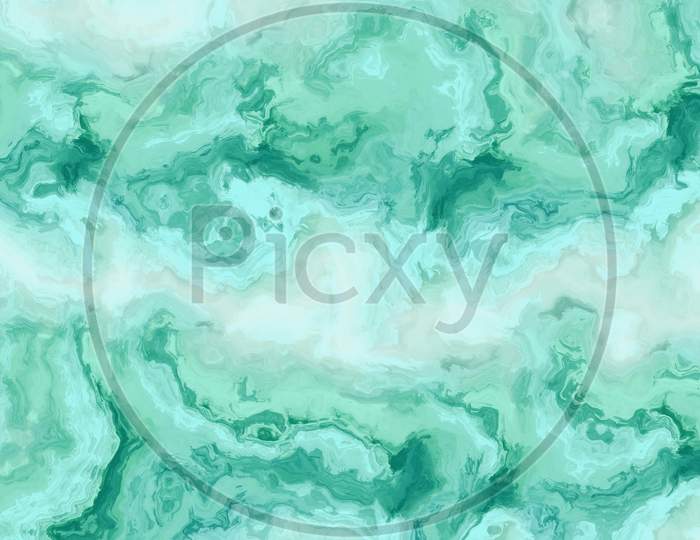 Wavy And Haphazard Mixing Of Green Shades Of Color On Canvas. Concept Of Home Decor And Interior Designing