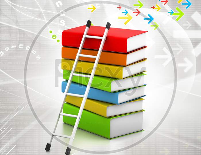 Colorful Books And Ladder