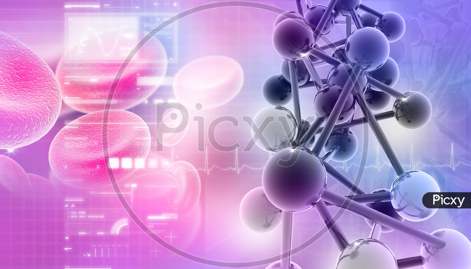 Digital Illustration Of Molecules In Abstract Background