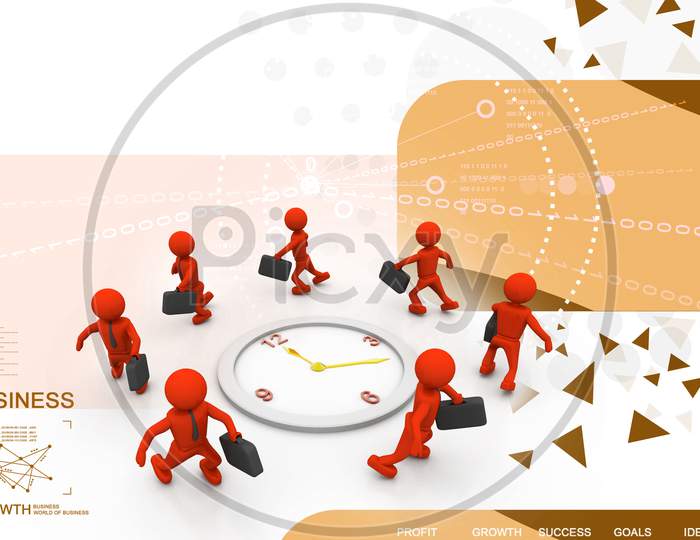Group Of Businesspeople 
 Run And Beat For Time.