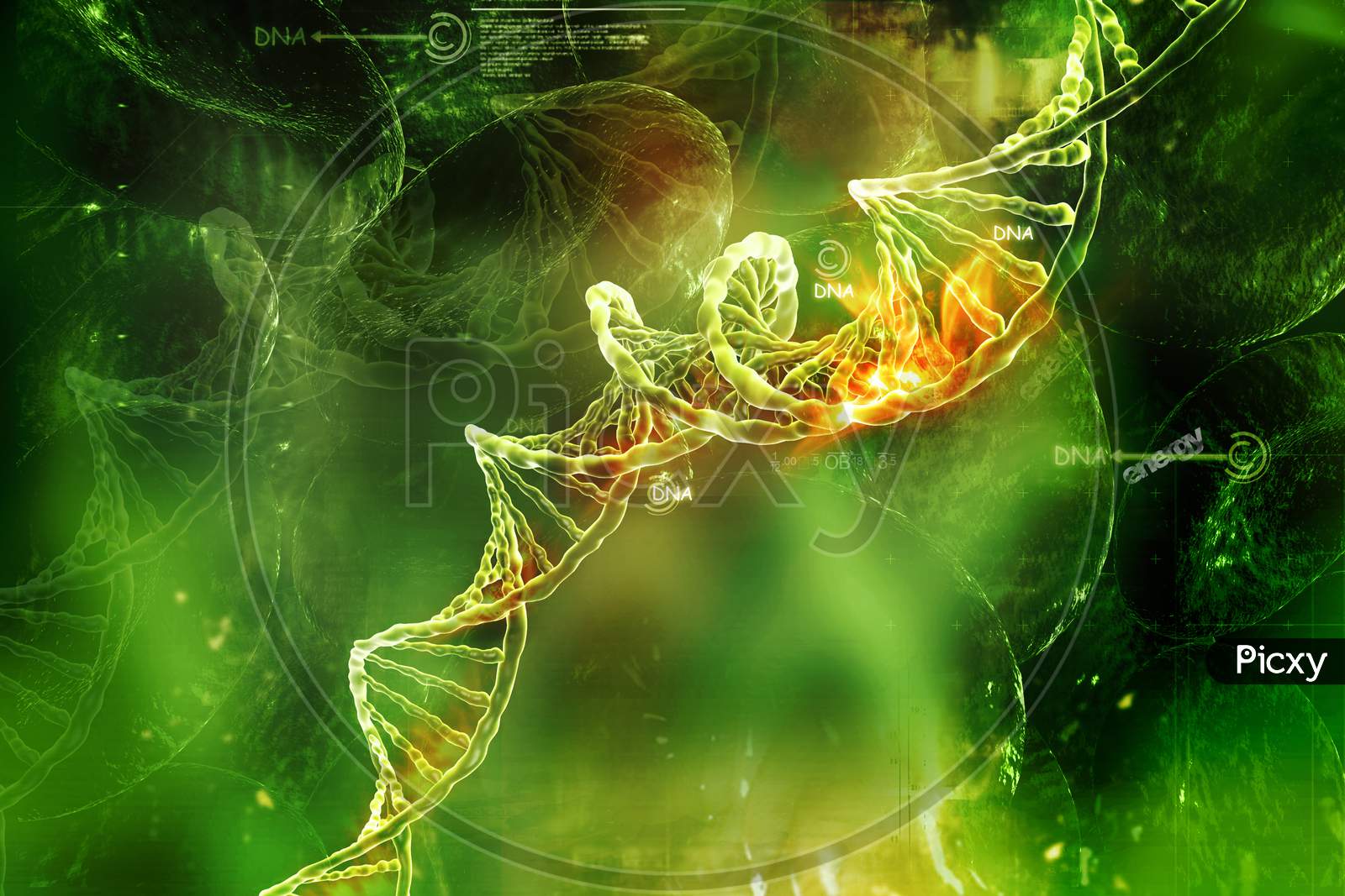 Digital Illustration Of  Dna In Abstract Background