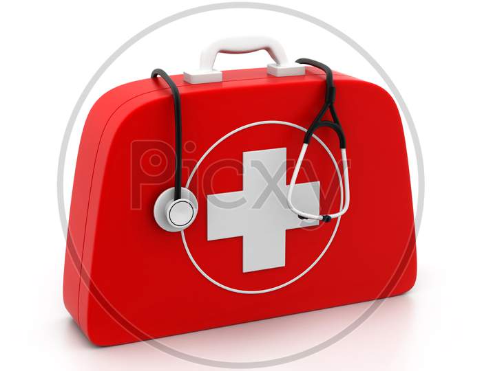 Stethoscope And First Aid Kit