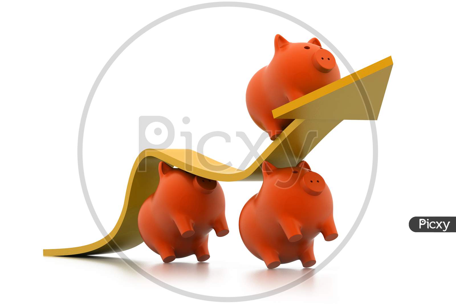 3D Pigs Climb Business Arrow