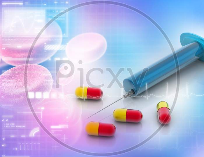 Medicines In Abstract Background.