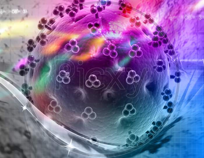 Digital Illustration Of 3D Virus