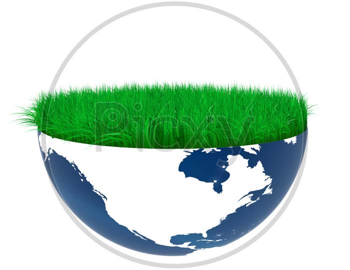 A Half Globe with Grass on Top