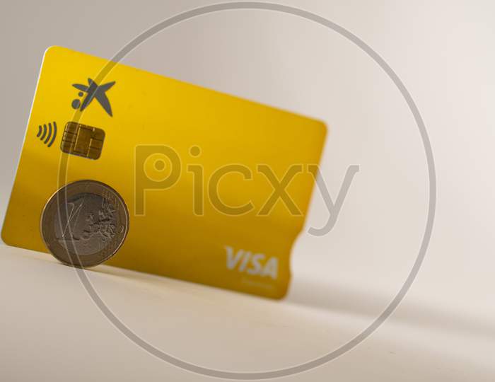 debit card and coin