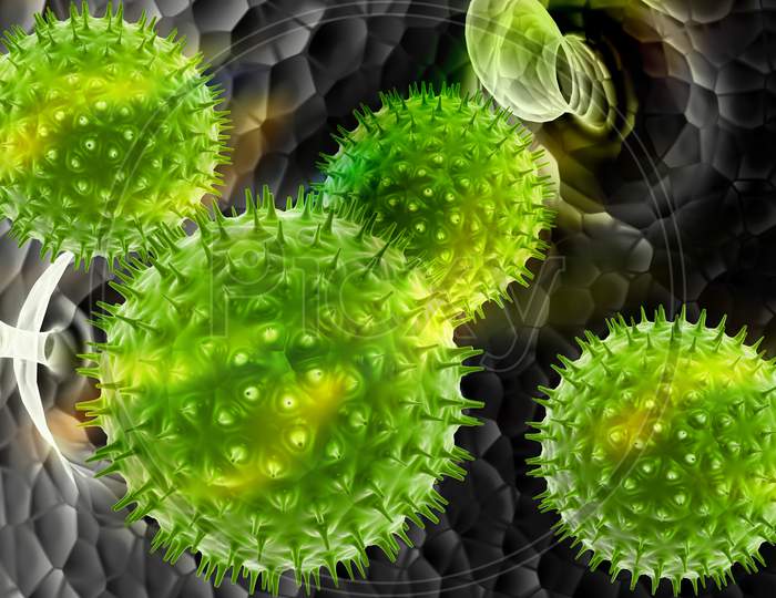 3D Virus In Abstract Background