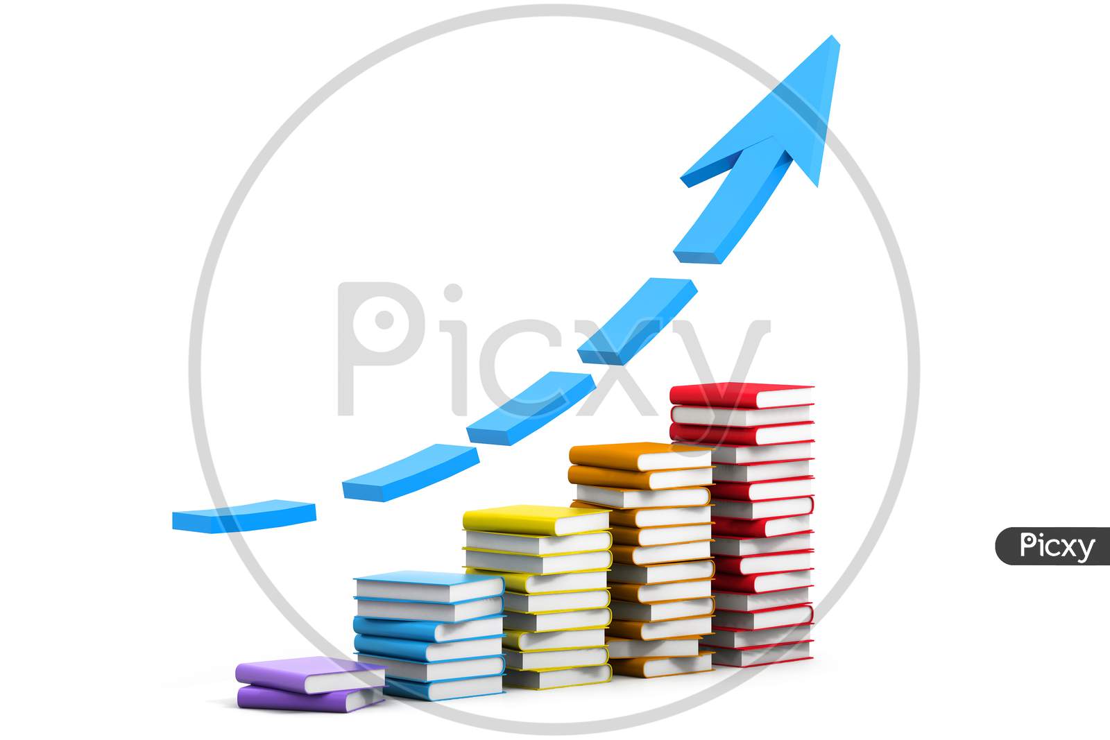 Pile Of Colourful Book Forming Bar Graph