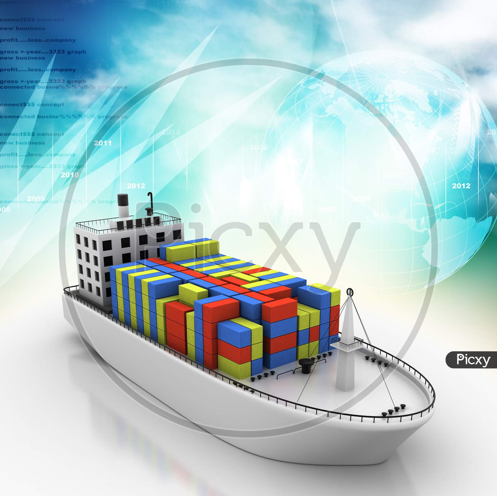 Digital Illustration Of Container Ship