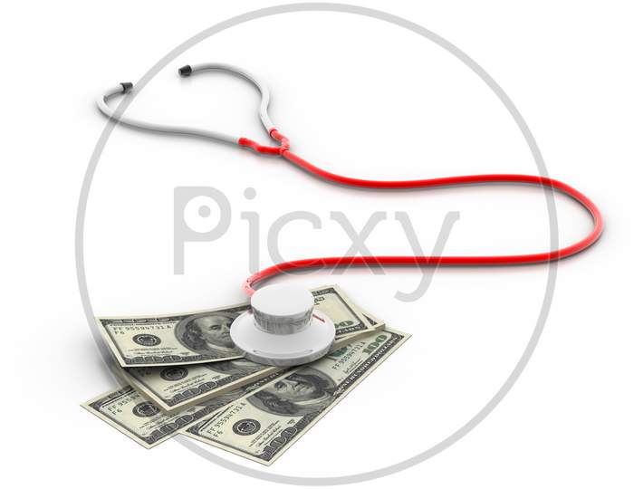 Financial Concept - Stethoscope Testing Dollar