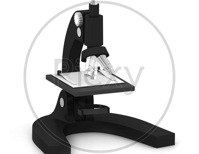 3D Microscope On A White Background