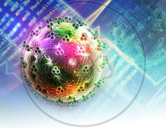 Digital Illustration Of 3D Virus