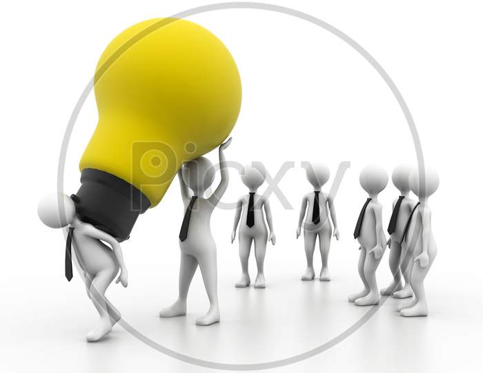 Teamwork With Idea Light Bulb