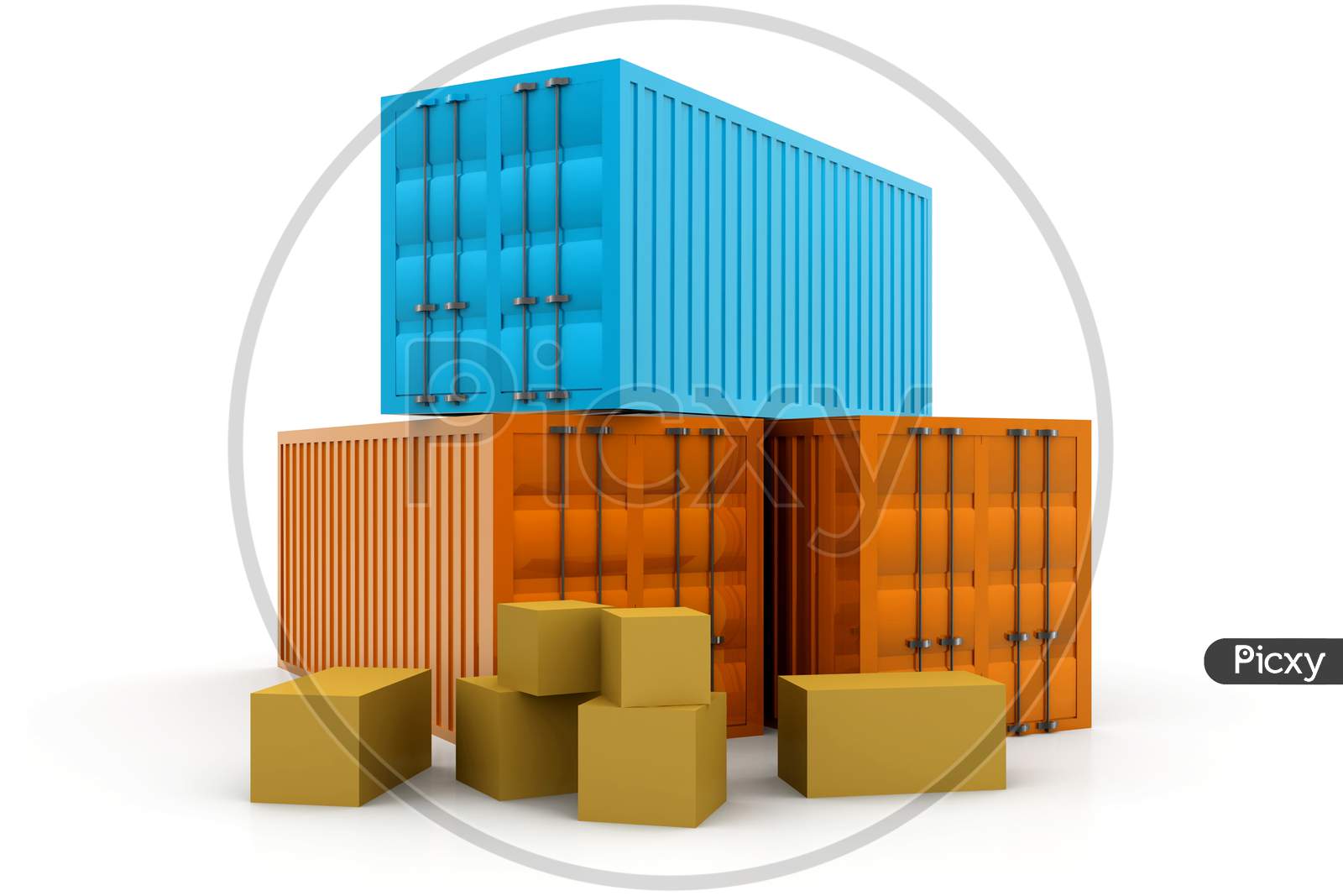 Cargo Containers And Cardboard Boxes