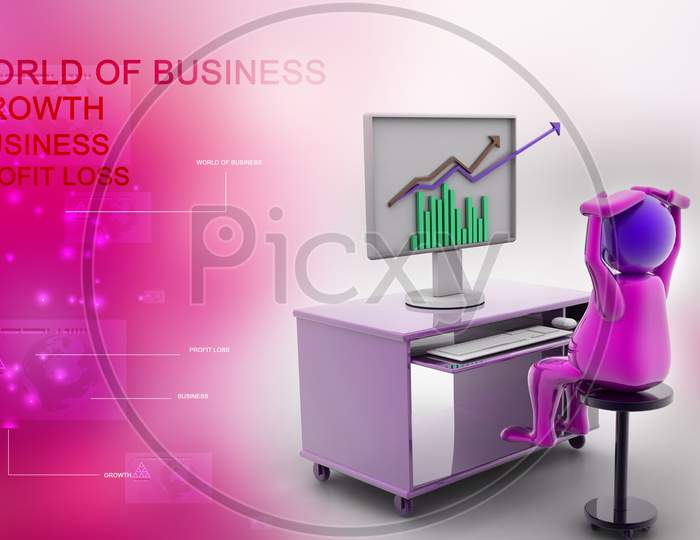 Business Graph On The Monitor. New Business Growth Concept