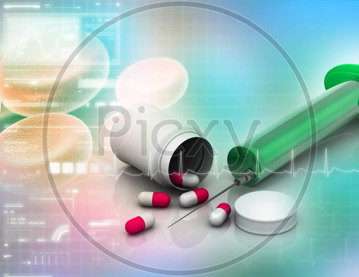 Medicines On Abstract Background.