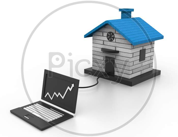 Growing Home Sale.(Online Real Estate Concept)