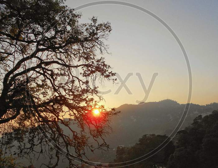 Sunset view from Mussoorie Mall road