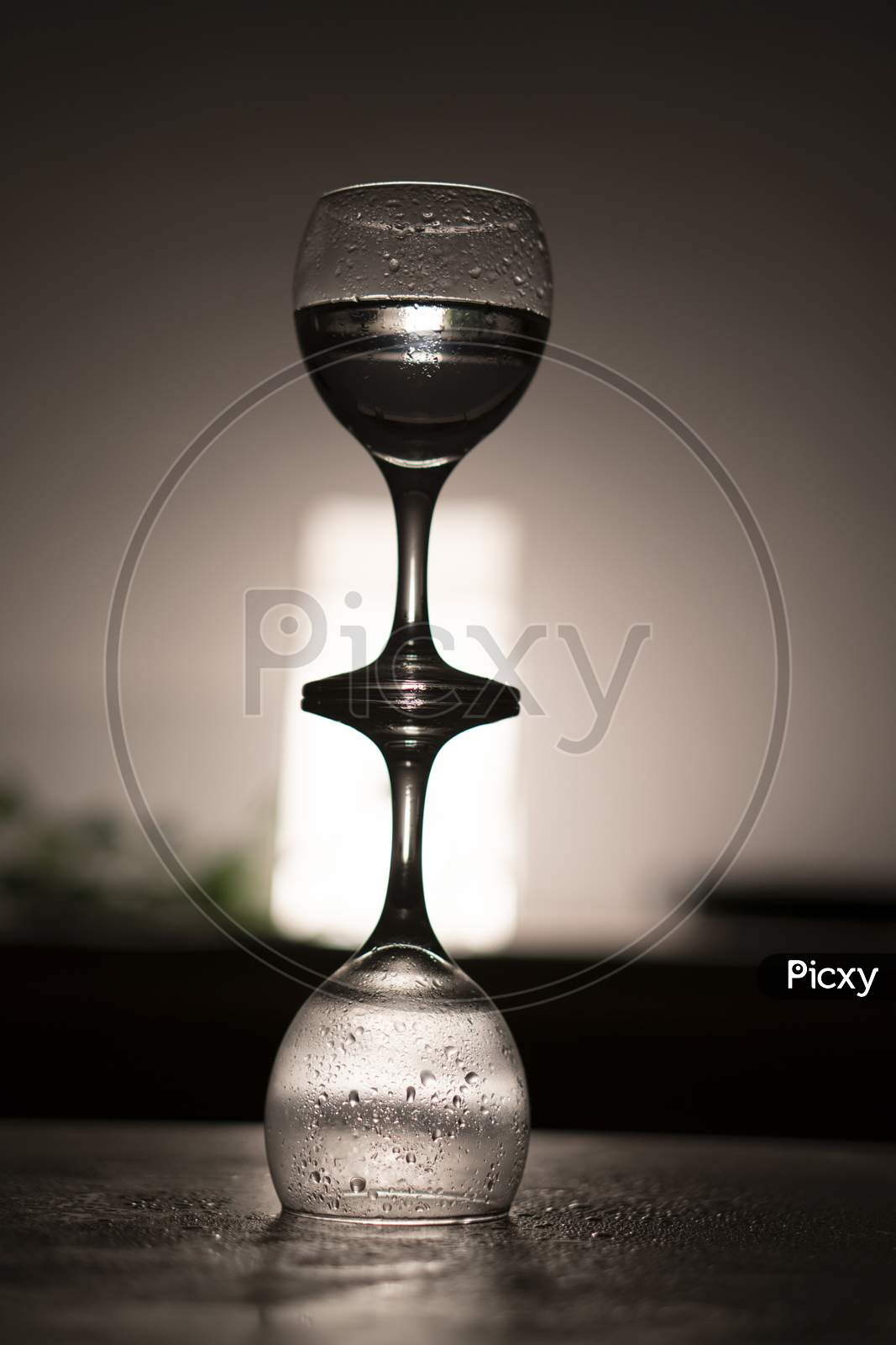 wine glasses on a table.