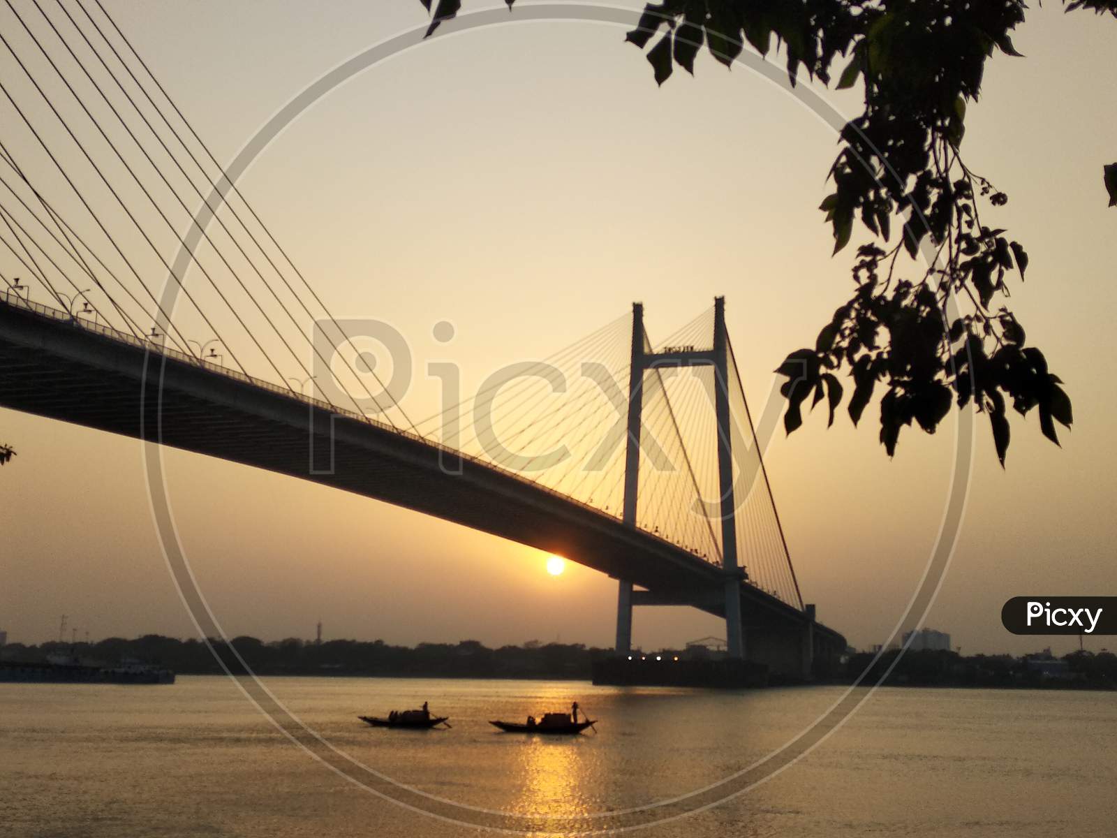Sunset view on the bank of Hooghly River