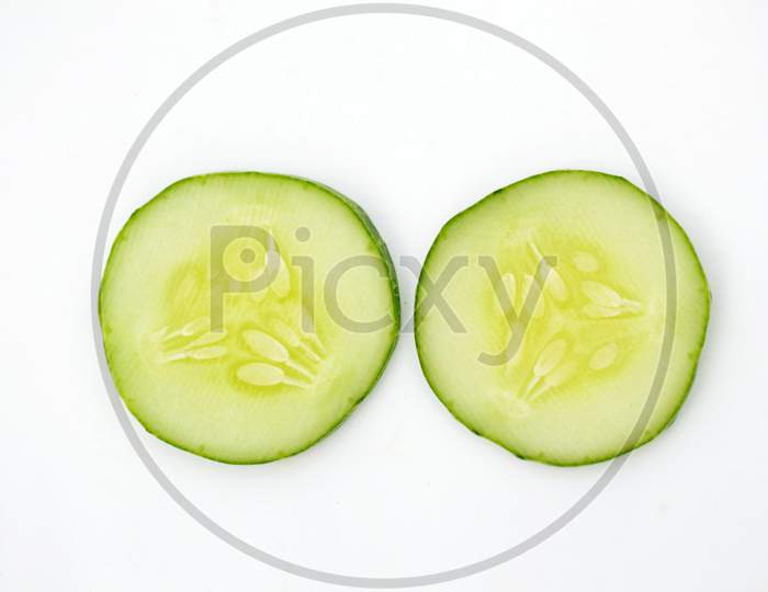 pair of cucumber cutt roll isolated on white background.