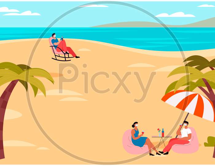 People Are Enjoying Picnic On The Beach