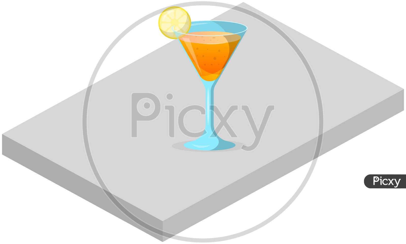 Mock Up Illustration Of Mocktail Drink On A Podium